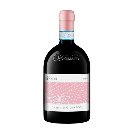 VANZINI,Winery,presents,SANGUE,GIUDA,vol.),exuberant,wine,Ruby-red,color,with,purple,and,purple,tones,and,with,sweet,and,velvety,taste.,Its,fresh,and,intense,aroma,reminiscent,the,confitures,fruit,with,notes,cherries,currants,cranberries,and,fruits,the,forest...