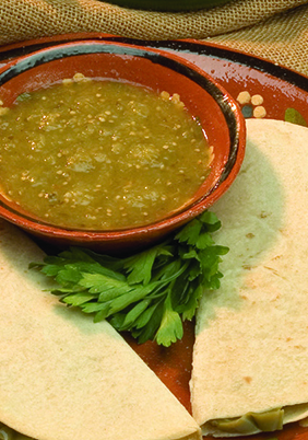Quesadillas with Refried Beans with chilpotle and Nopales